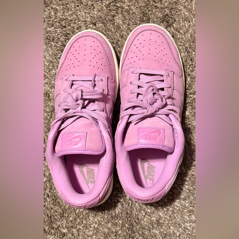 Women’s Pink suede Nike dunks